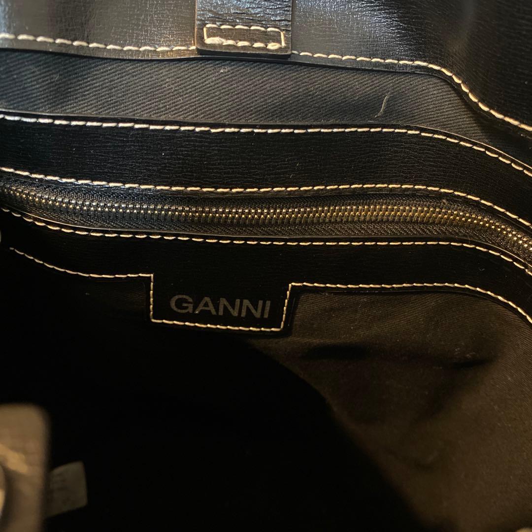 GANNI ブラックレザーショルダーバッグ トートバッグ 2way 保存袋あり