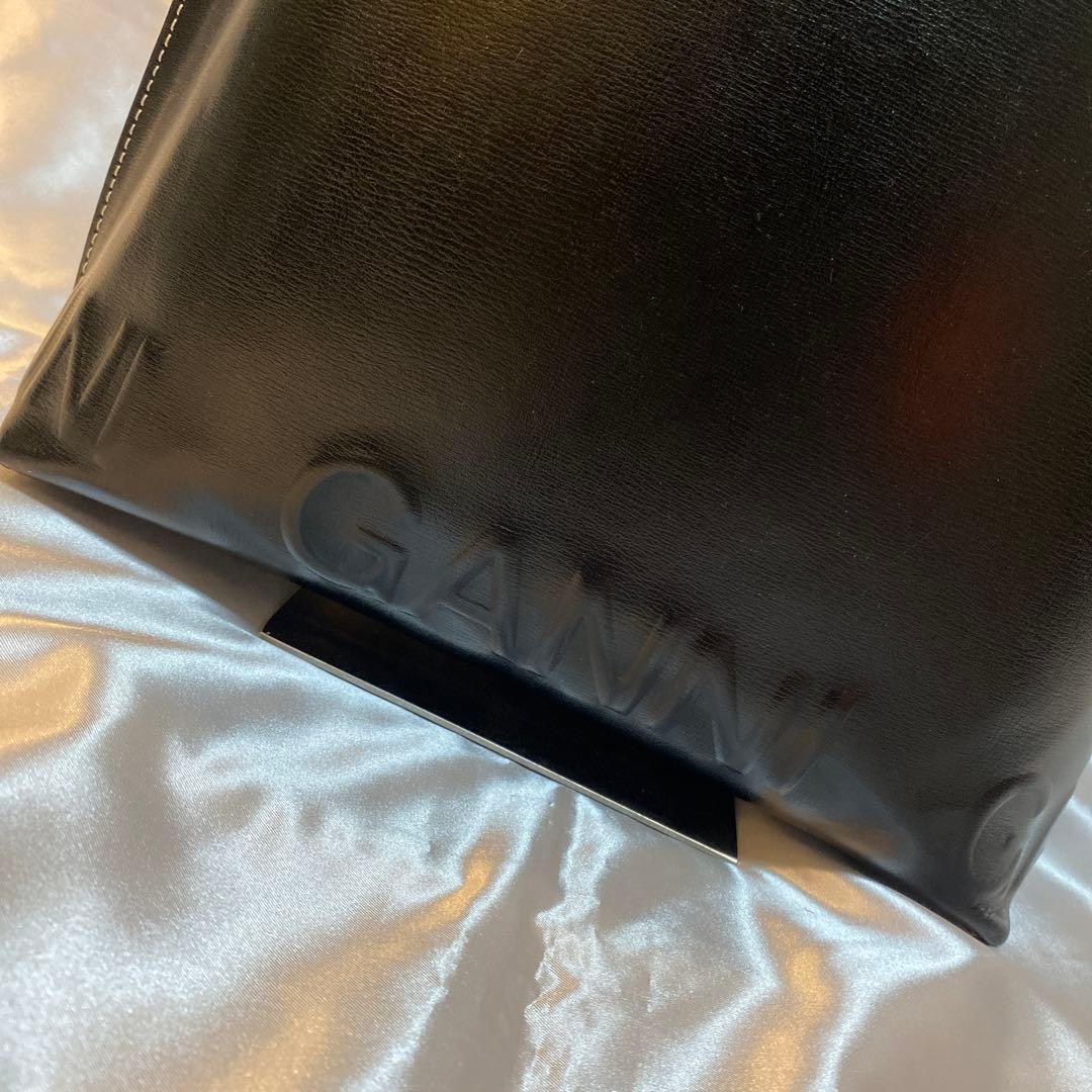 GANNI ブラックレザーショルダーバッグ トートバッグ 2way 保存袋あり