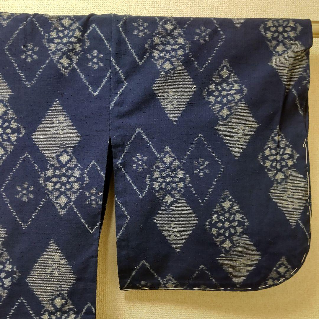 木綿　久留米絣　手織菱花織り出し　着物（９８８）