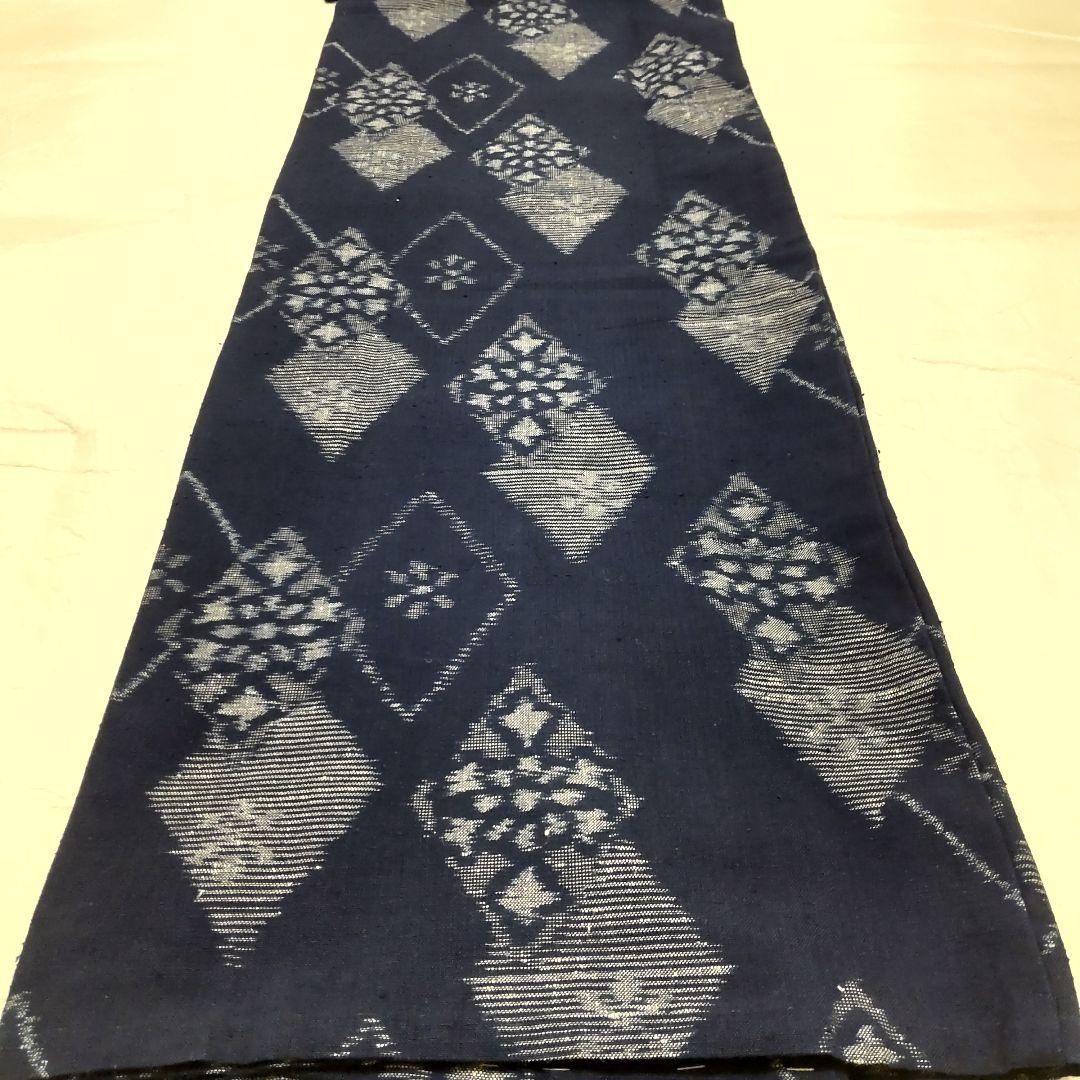 木綿　久留米絣　手織菱花織り出し　着物（９８８）