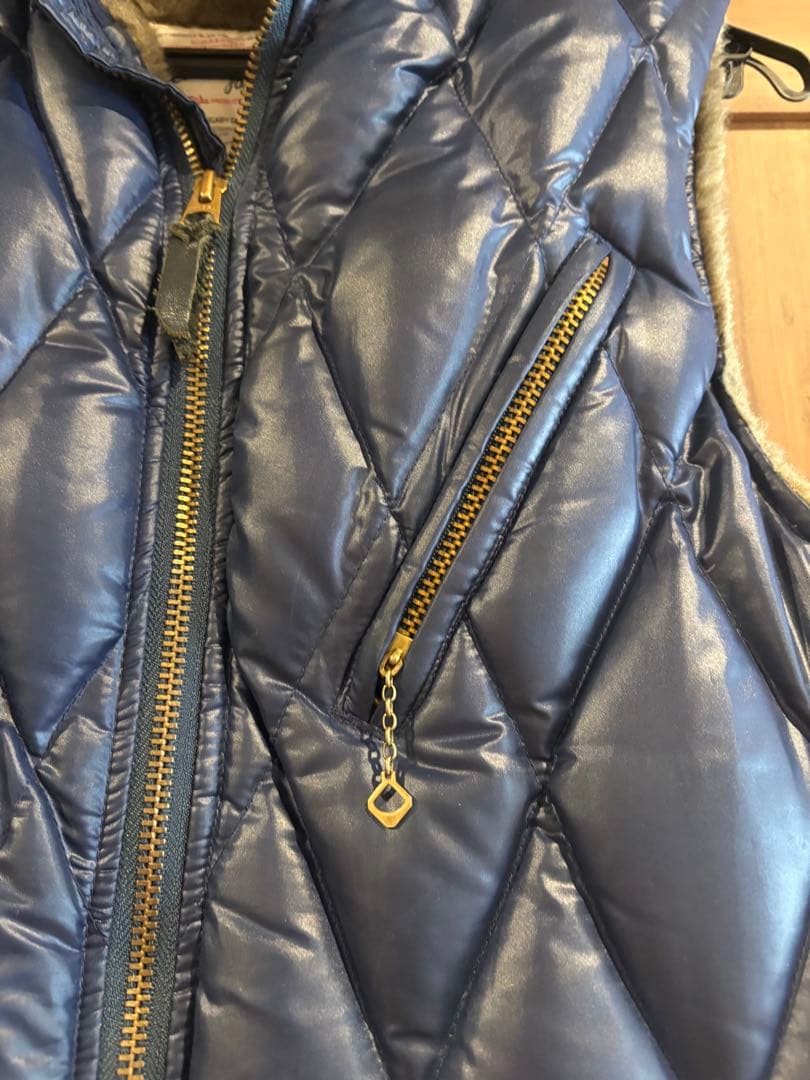 WESTRIDE ネイビー キルティングダウンベスト S ハンガリーグース