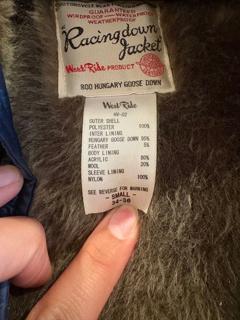 WESTRIDE ネイビー キルティングダウンベスト S ハンガリーグース