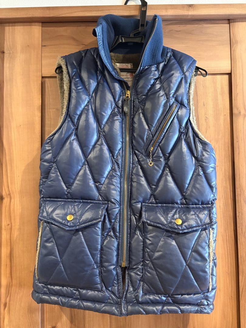 WESTRIDE ネイビー キルティングダウンベスト S ハンガリーグース