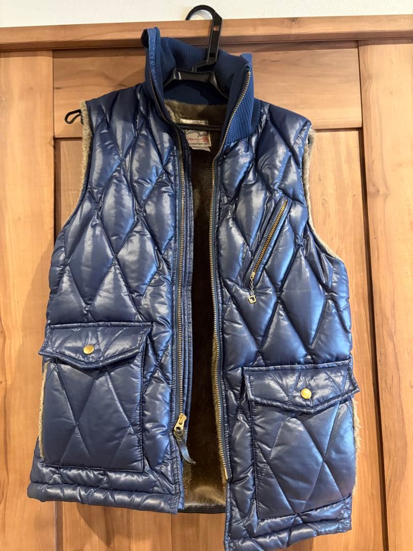 WESTRIDE ネイビー キルティングダウンベスト S ハンガリーグース
