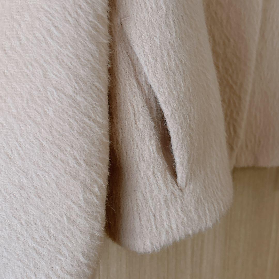 【1034】美品　アナイ　アルパカヘリンボンショートコート　ライトベージュ　A