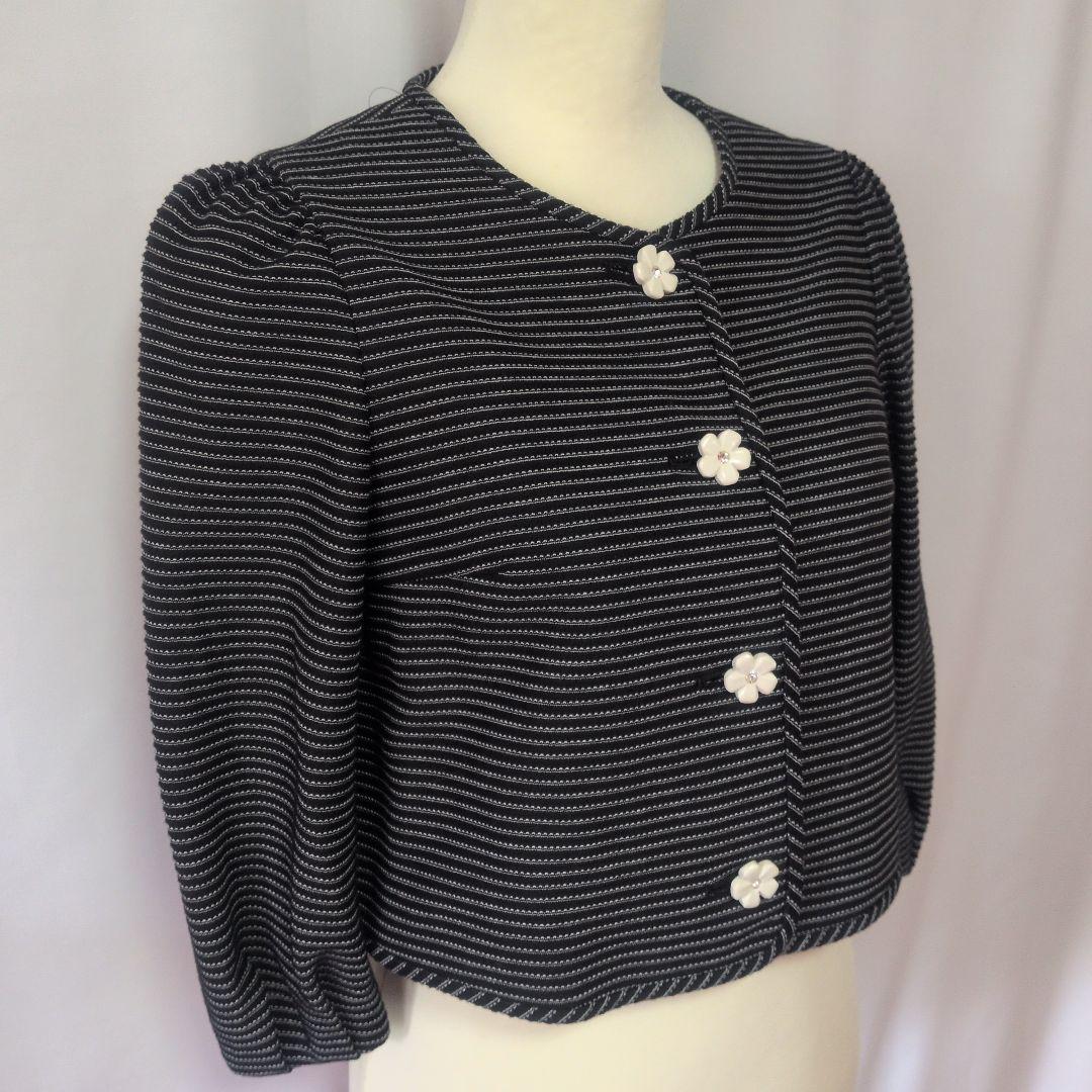 未使用☆M’S GRACY♡ノーカラージャケット ブラックとホワイトボーダー