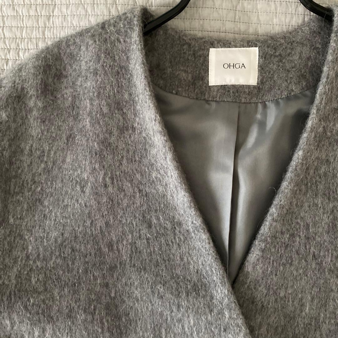 OHGA シャギー　コーディガン　グレー