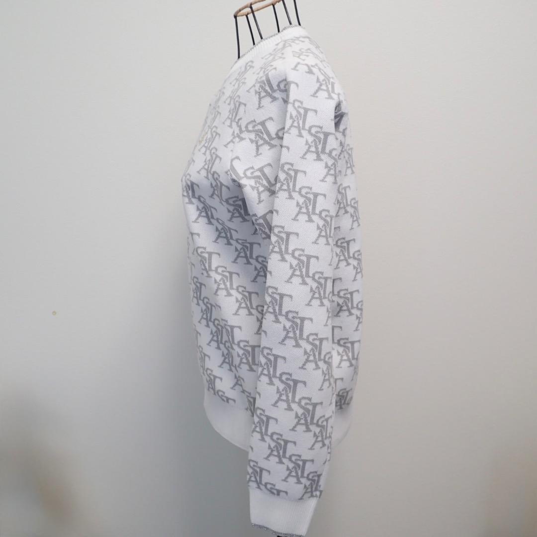 セントアンドリュース 　クルーネック　ホワイト系総柄　ニット　セーター　 M