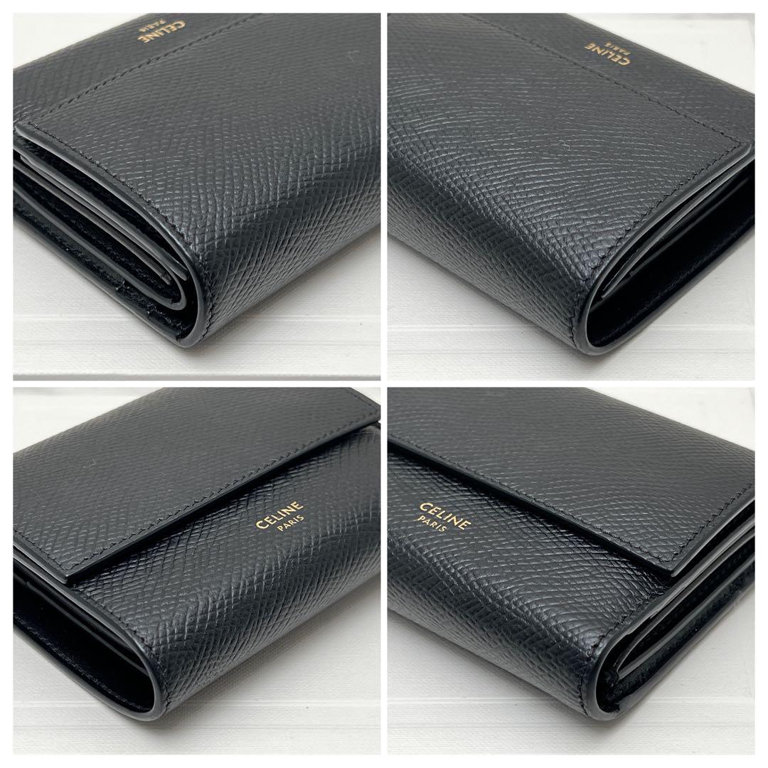 セリーヌ トリフォールドウォレット 折り財布 現行品 ブラック CELINE