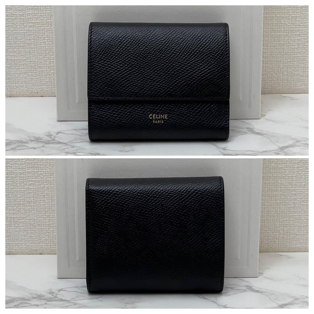 セリーヌ トリフォールドウォレット 折り財布 現行品 ブラック CELINE