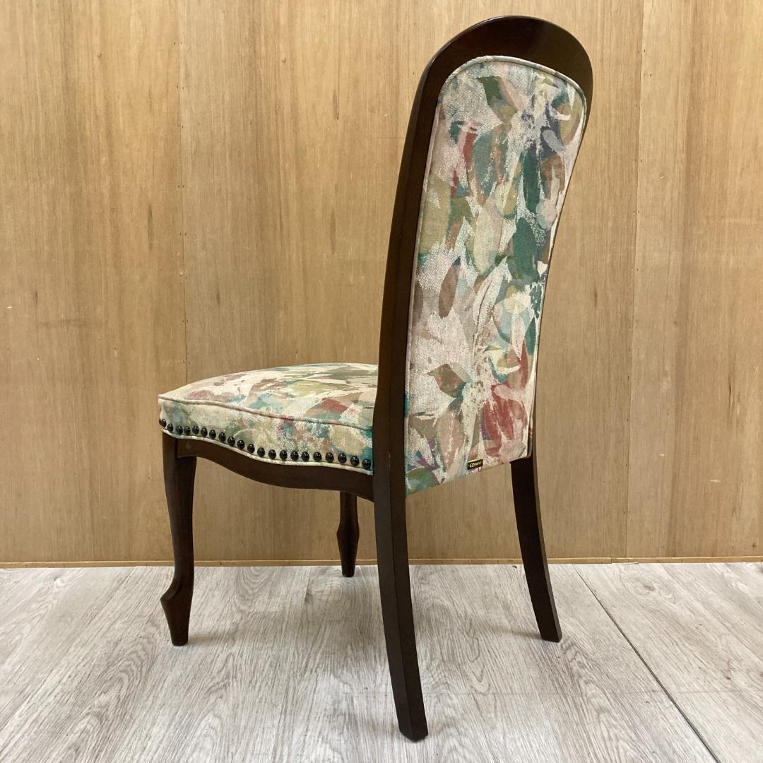 【マルニ】猫脚　ダイニングチェア　花柄　鋲打ち　椅子 B