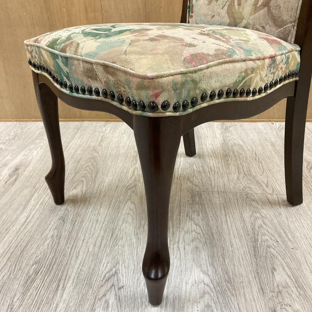 【マルニ】猫脚　ダイニングチェア　花柄　鋲打ち　椅子 B