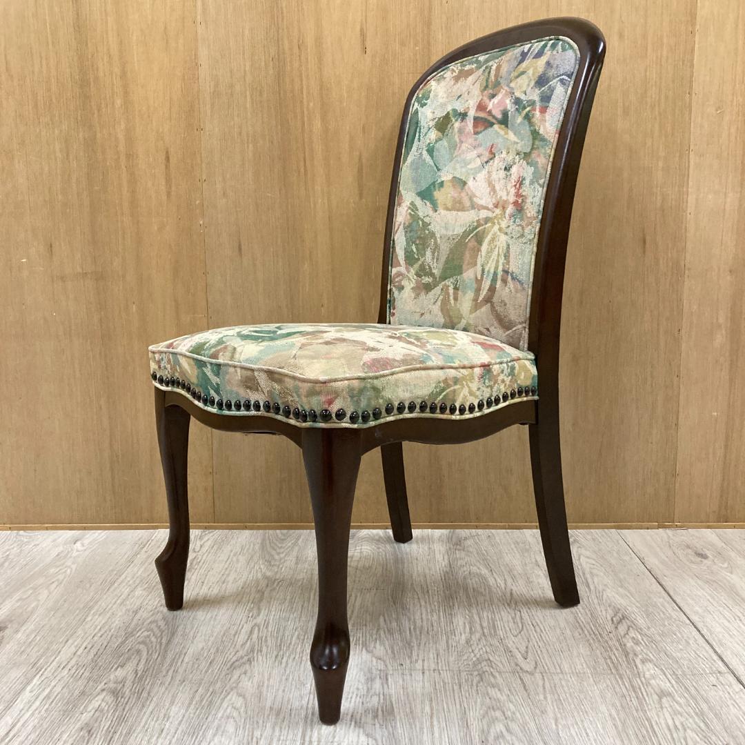 【マルニ】猫脚　ダイニングチェア　花柄　鋲打ち　椅子 B
