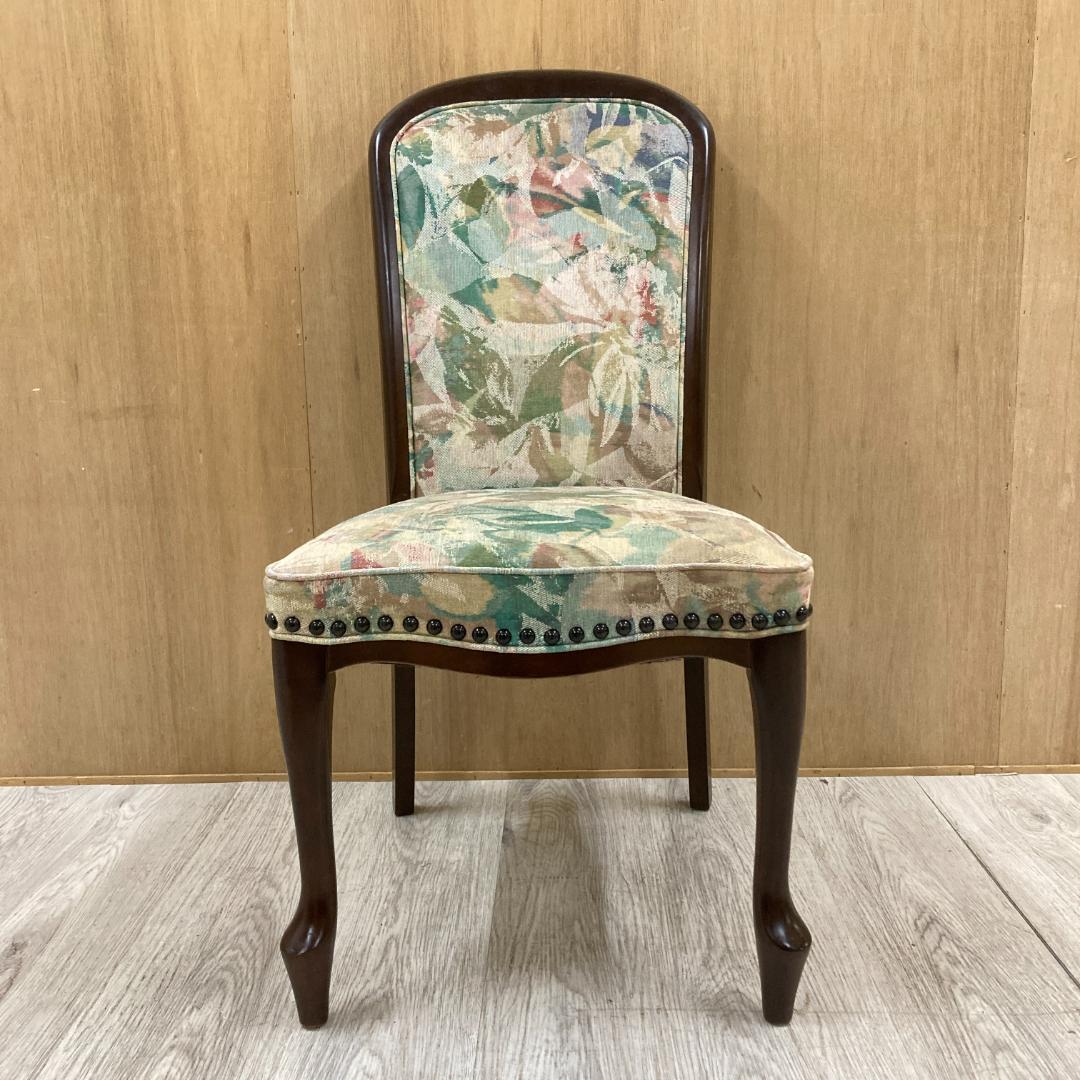 【マルニ】猫脚　ダイニングチェア　花柄　鋲打ち　椅子 B