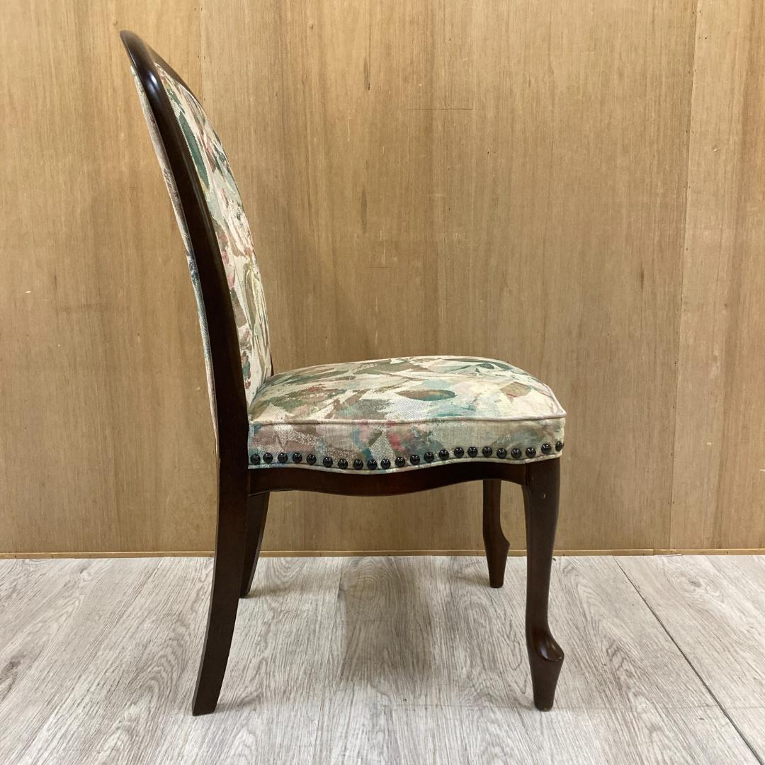 【マルニ】猫脚　ダイニングチェア　花柄　鋲打ち　椅子 B