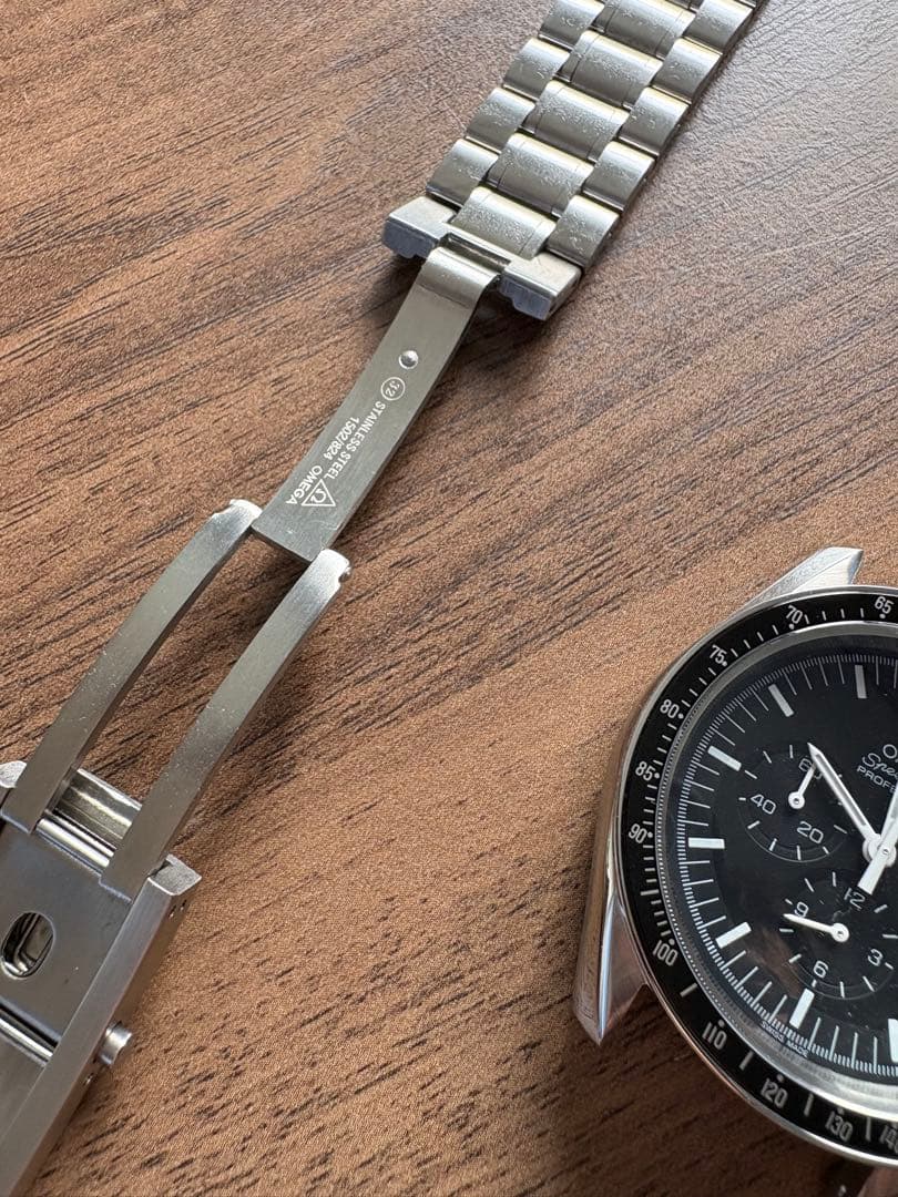 社外品　オメガスピードマスター用ステンレスブレス　新品　フルコマ　バネ棒セット