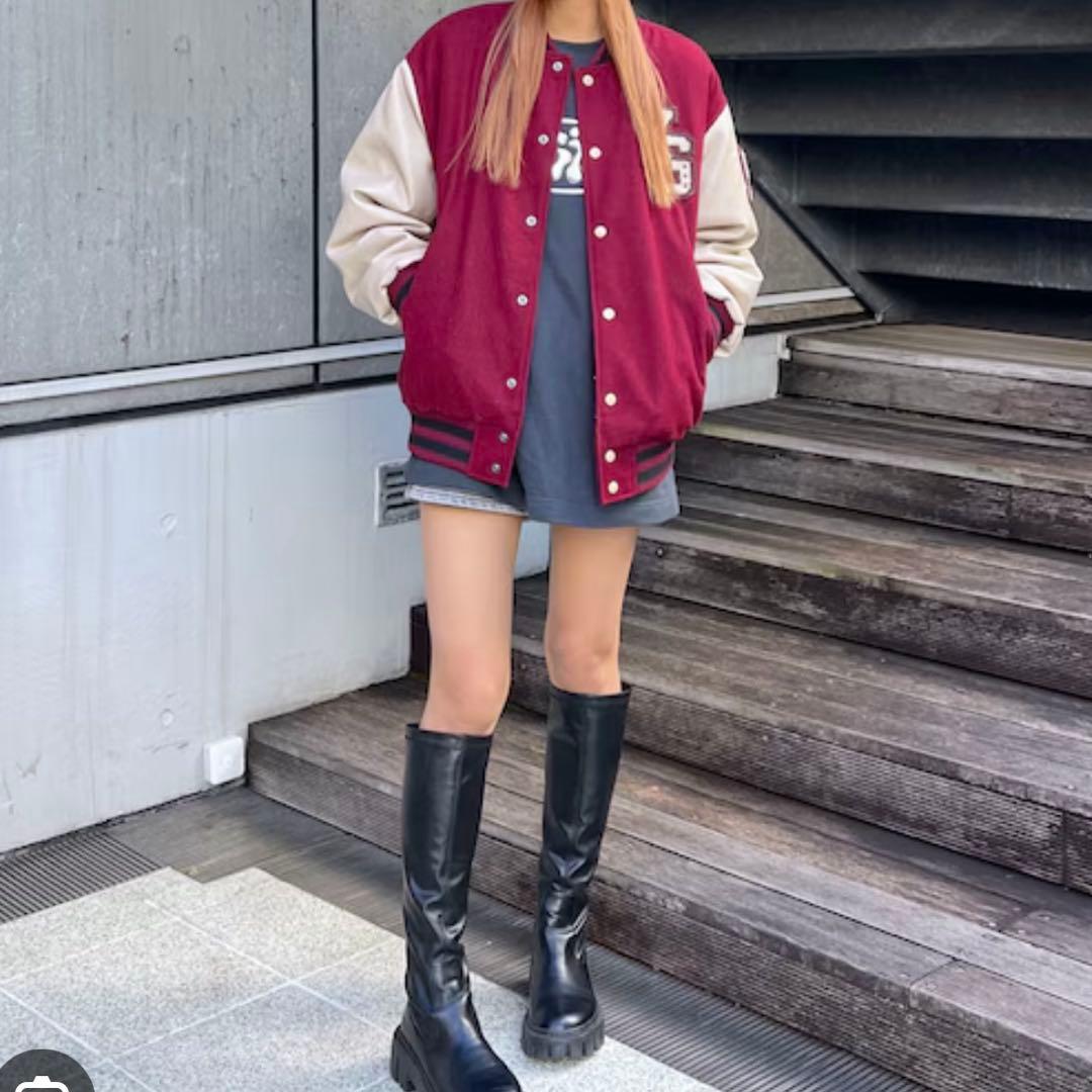 X-GIRL エックスガール ボルドー ベージュ スタジャン