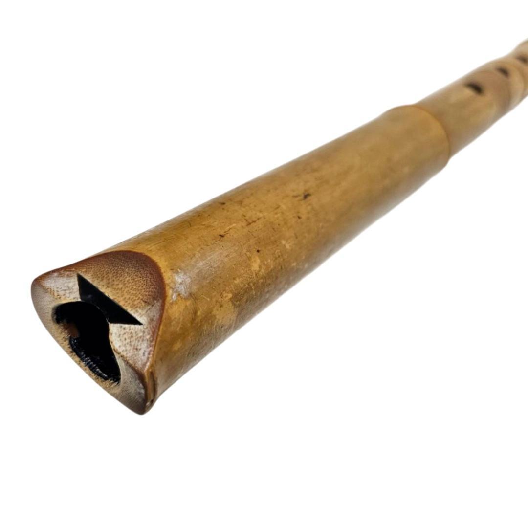 希少 尺八 琴古流 佐竹 1尺7寸 5孔 銘あり 2印 根竹 二分割 和楽器 竹