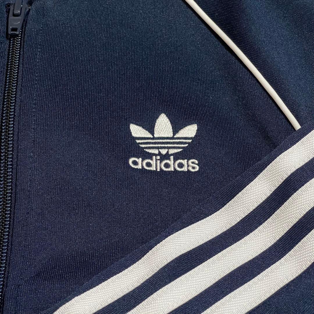 XS新品】あのちゃんアディダス刺繍トラックジャケット古着ジャージトップ紺ネイビー