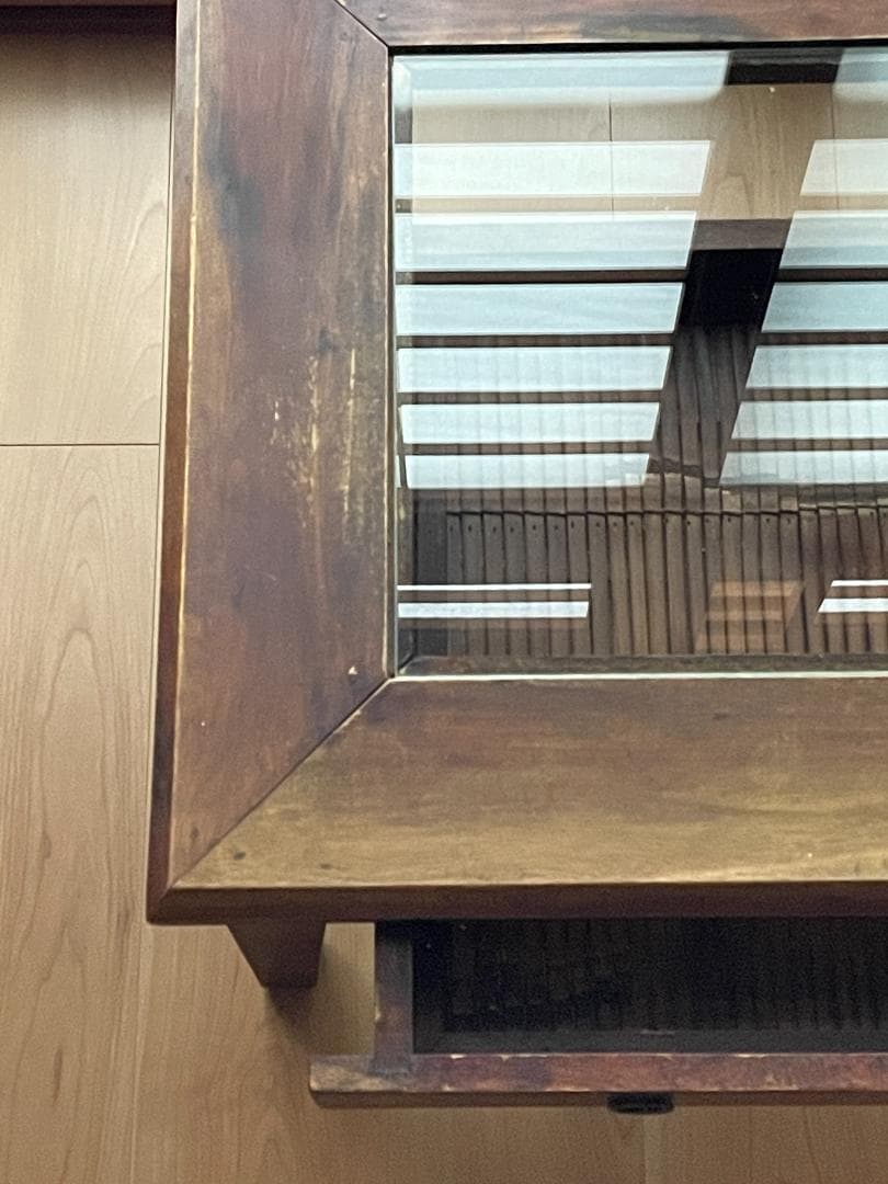 ク*ロ様 【レトロ】 ガラス天板センターテーブル｜ヴィンテージ｜引き出し収納付｜