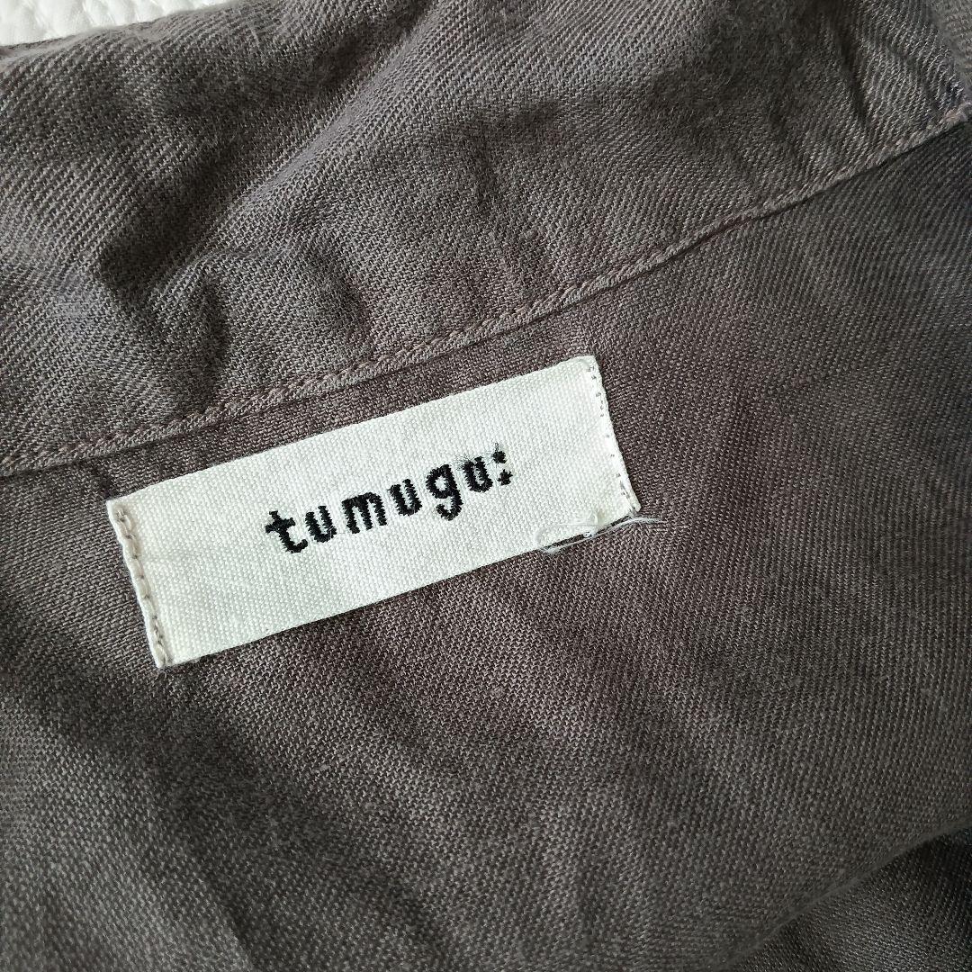 tumuguオールインワン リネン100% ダークグレー ナチュラル ゆったり