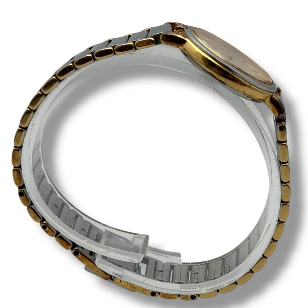 稼働 サンローラン 腕時計 ラウンド コンビ クォーツ シルバー ゴールド 2針