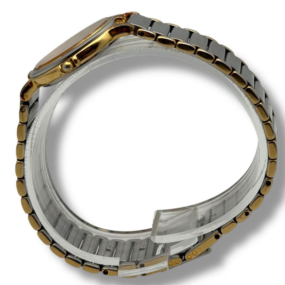 稼働 サンローラン 腕時計 ラウンド コンビ クォーツ シルバー ゴールド 2針