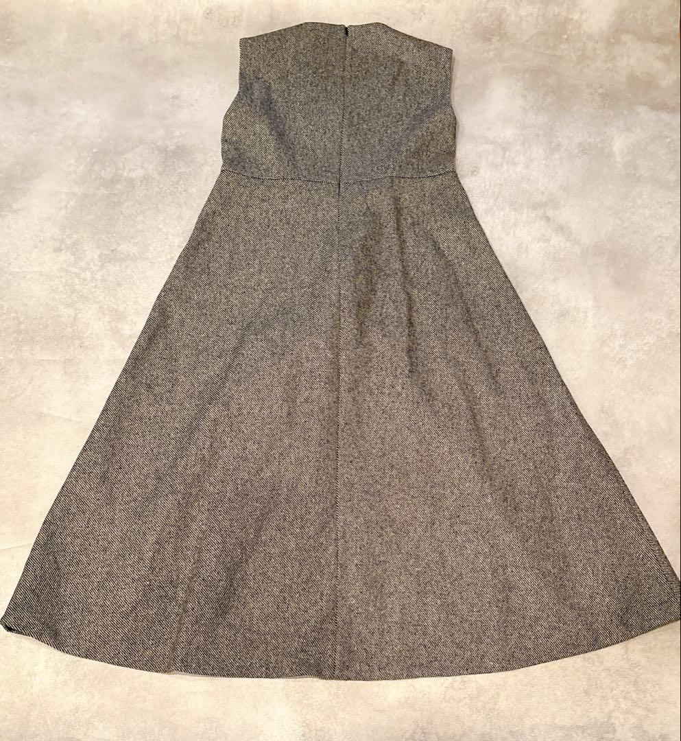ドゥロワー Drawer ウール混Vネックワンピース ロングワンピース ツイード