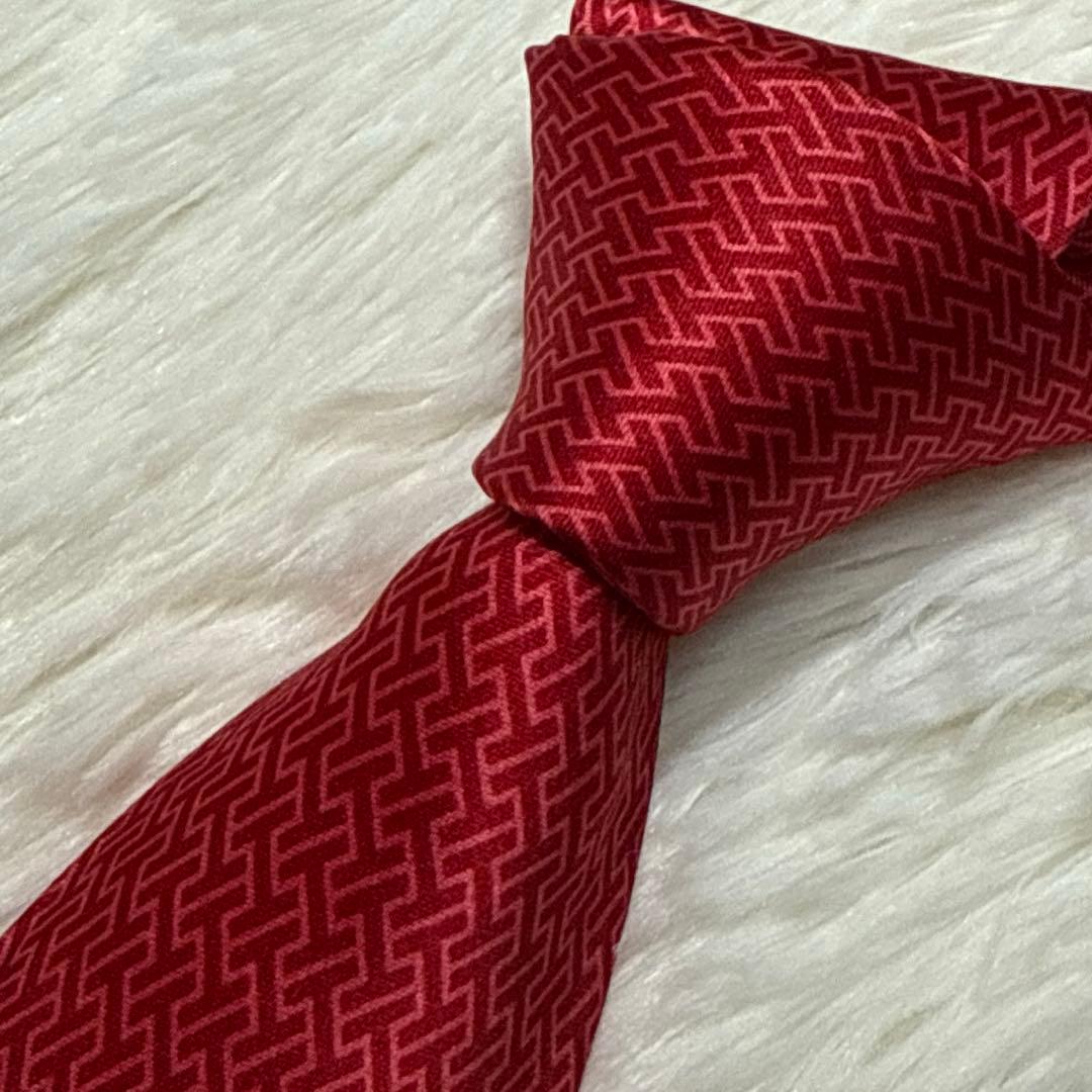 【美品】HERMES ネクタイ　高級シルク　エルメス　H柄