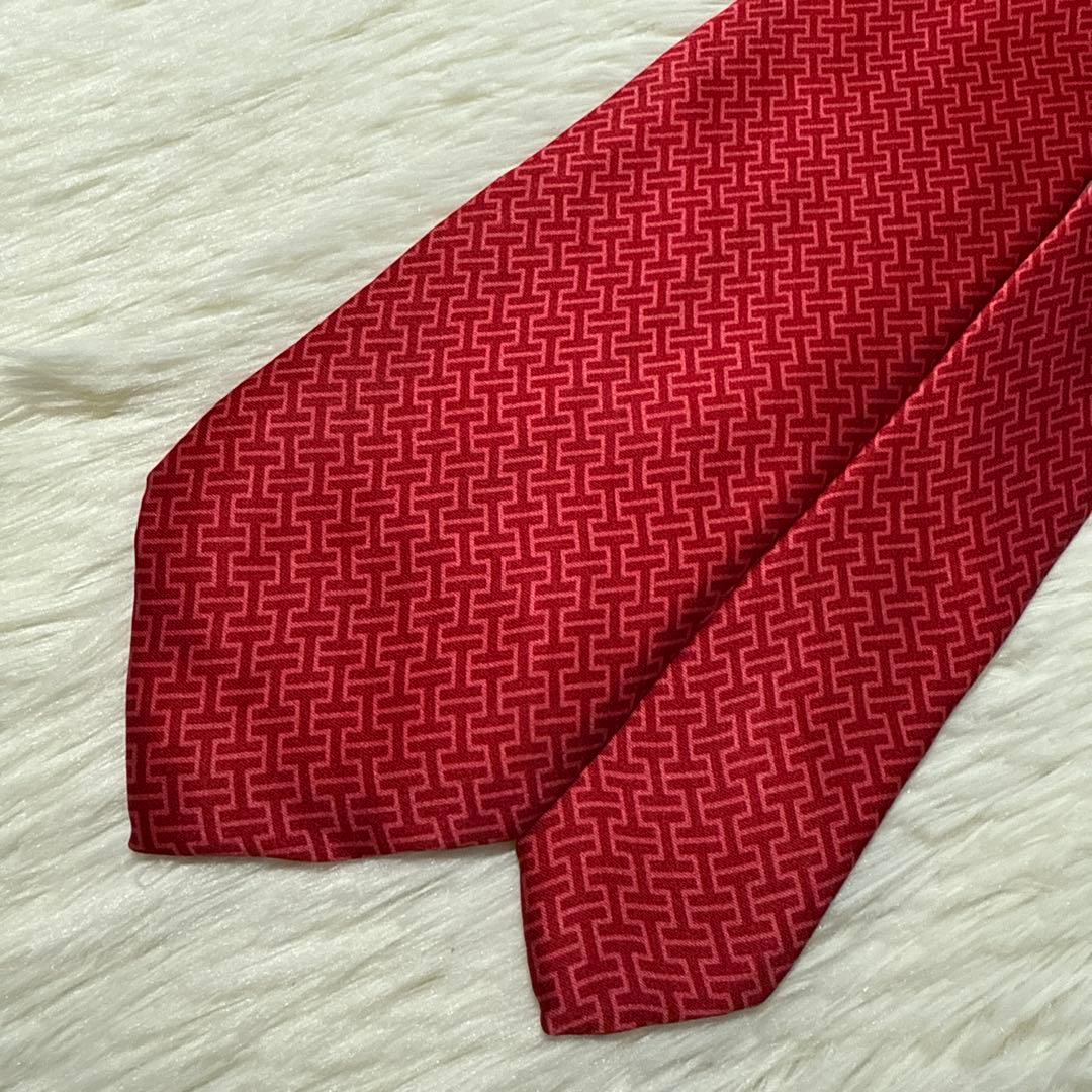 【美品】HERMES ネクタイ　高級シルク　エルメス　H柄