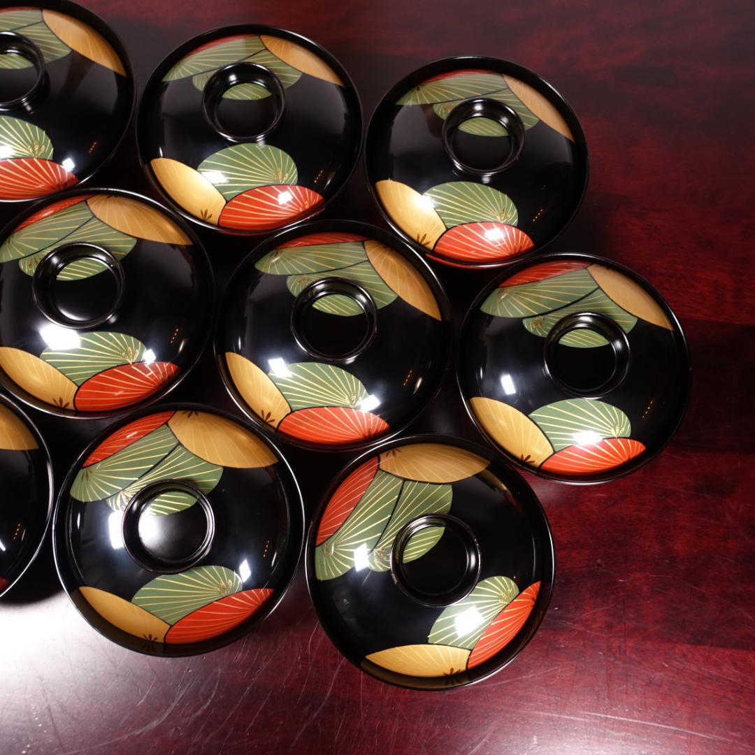 輪島塗 黒塗 蒔絵 吸物椀 10客 共箱