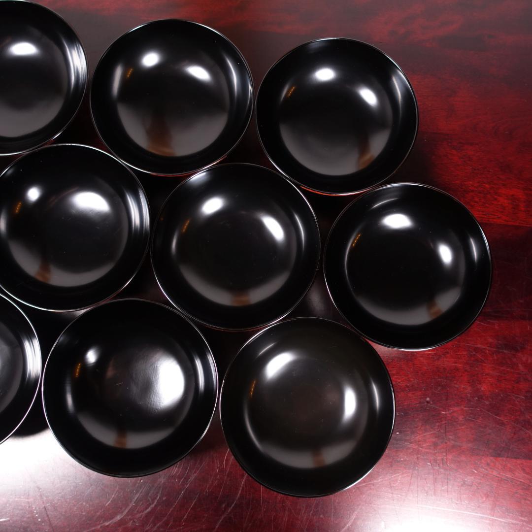 輪島塗 黒塗 蒔絵 吸物椀 10客 共箱