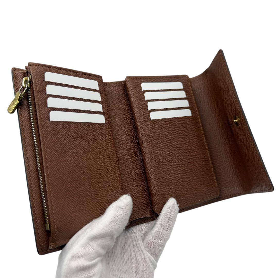 ルイヴィトン　ポルトフォイユ　アレクサンドラ　モノグラム　ブラウン　茶　折り財布