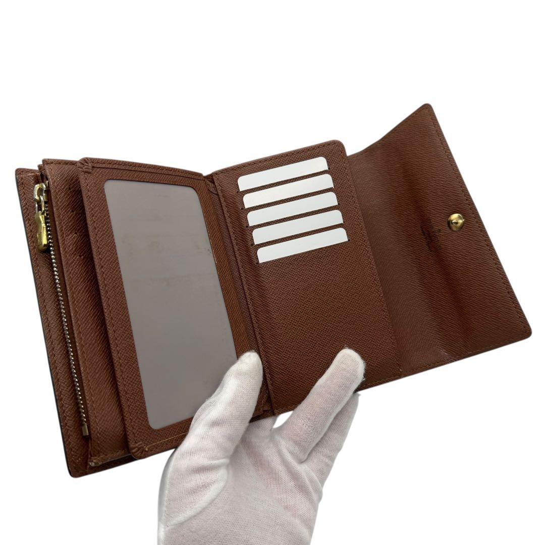 ルイヴィトン　ポルトフォイユ　アレクサンドラ　モノグラム　ブラウン　茶　折り財布