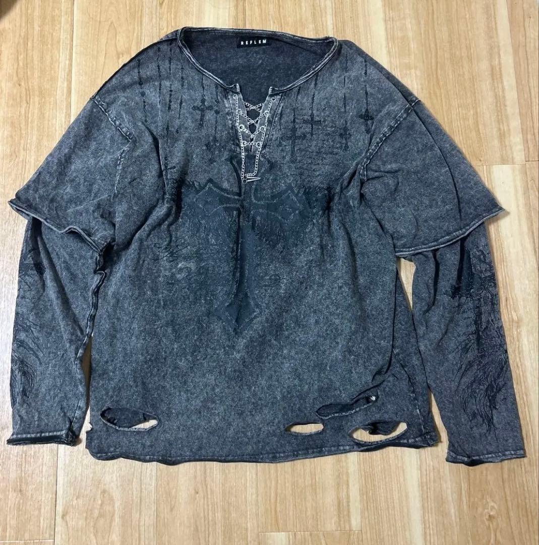 REFLEM/レフレム グランジレイヤードロンT グレー　良品✨