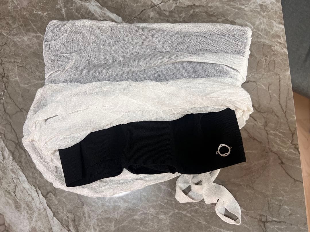 パンツ theredthread S gather knit shorts black