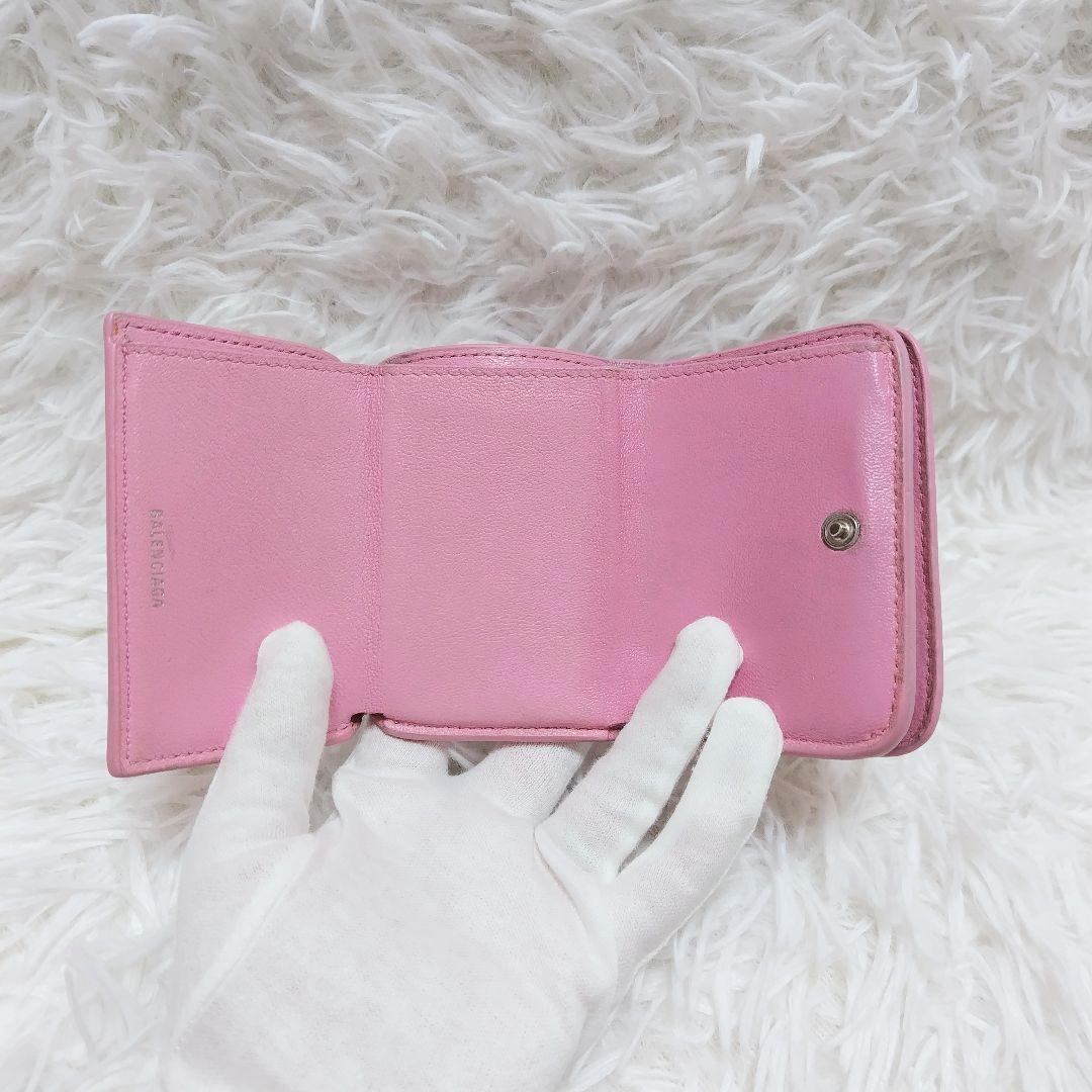 激レア美品✨バレンシアガ◇サンリオキティコラボ三つ折り財布　シルバー金具ピンク