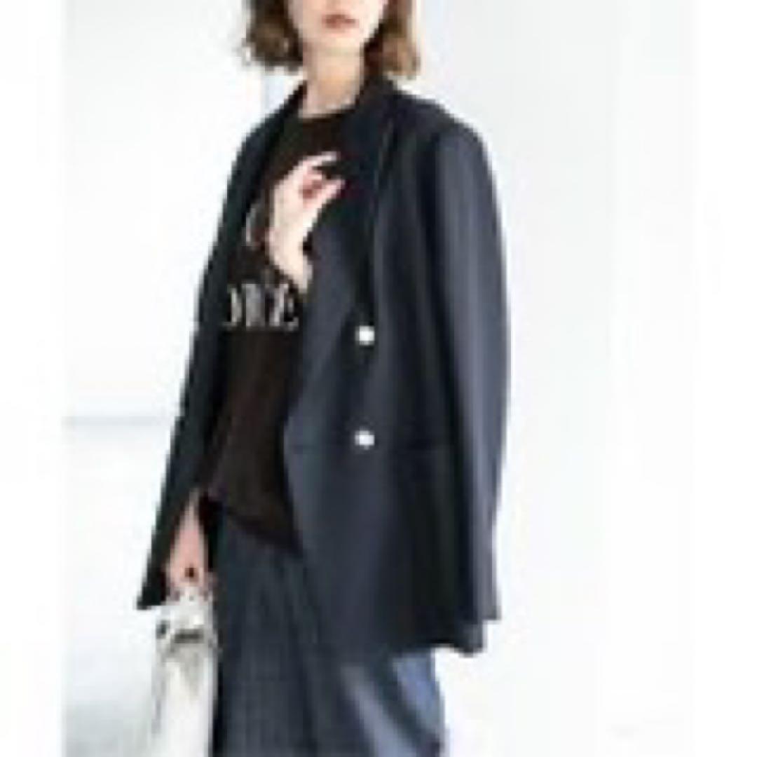 IENA ウールダブルブレストジャケット◆38ネイビー