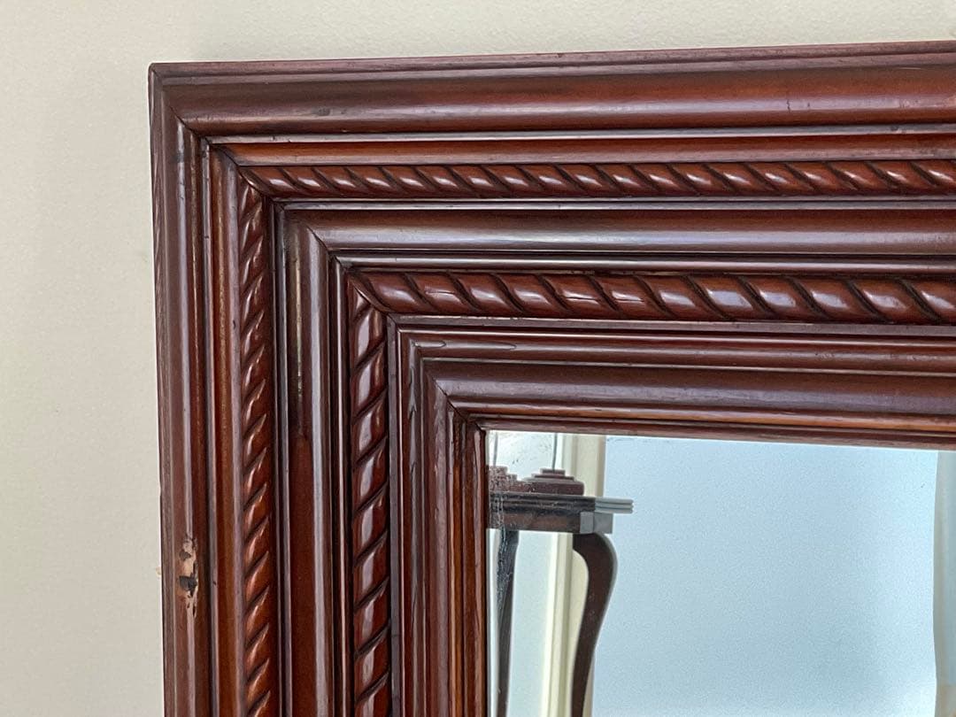 ヴィンテージ　ウォールミラー　壁掛け鏡　木製フレーム　スペイン製　アンティーク