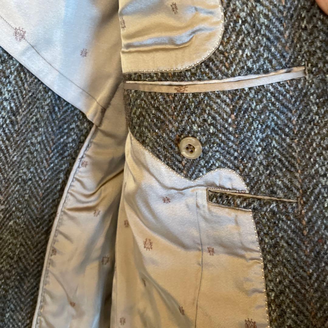 極美品 ブラウン ヘリンボーン テーラードジャケット ハリスツイード