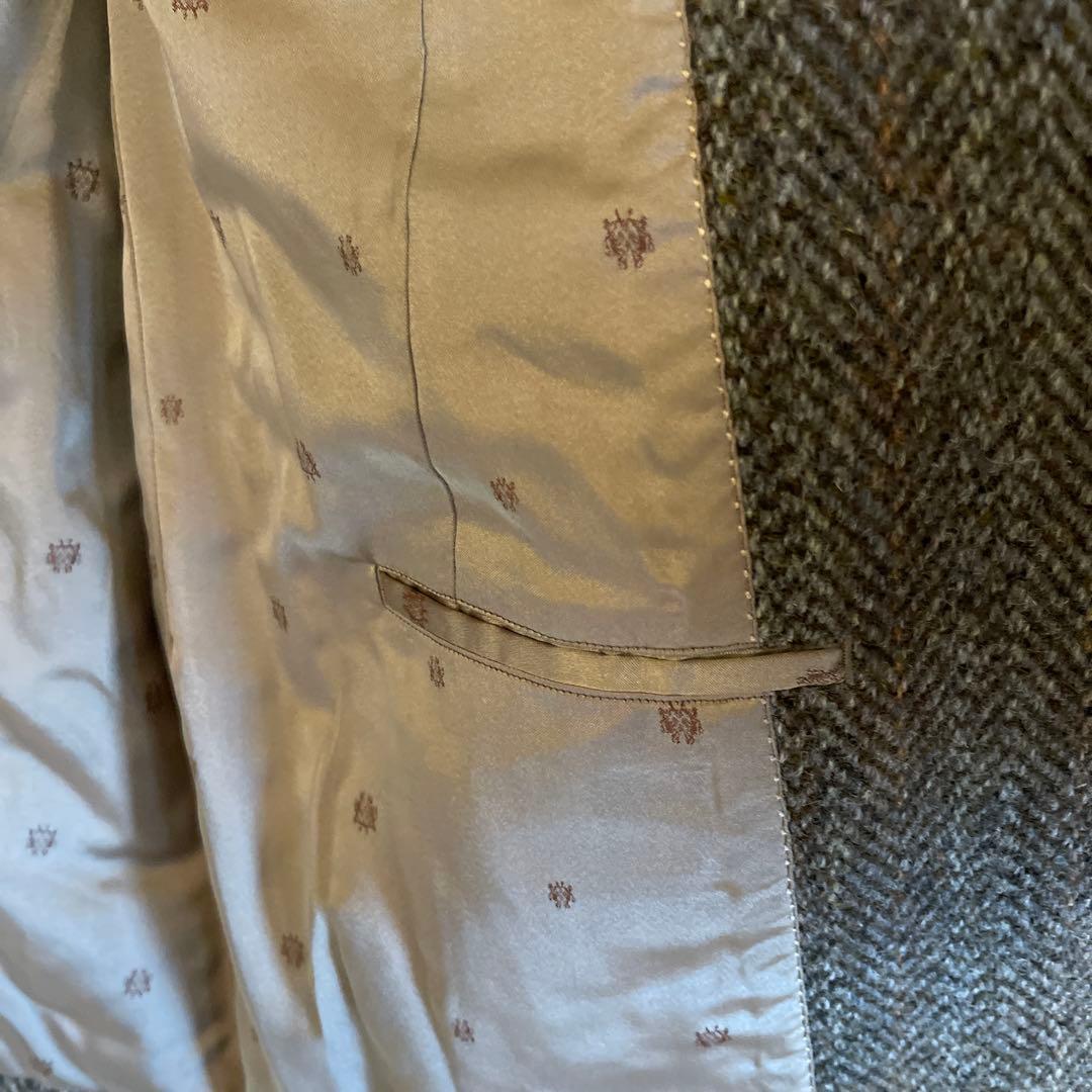 極美品 ブラウン ヘリンボーン テーラードジャケット ハリスツイード