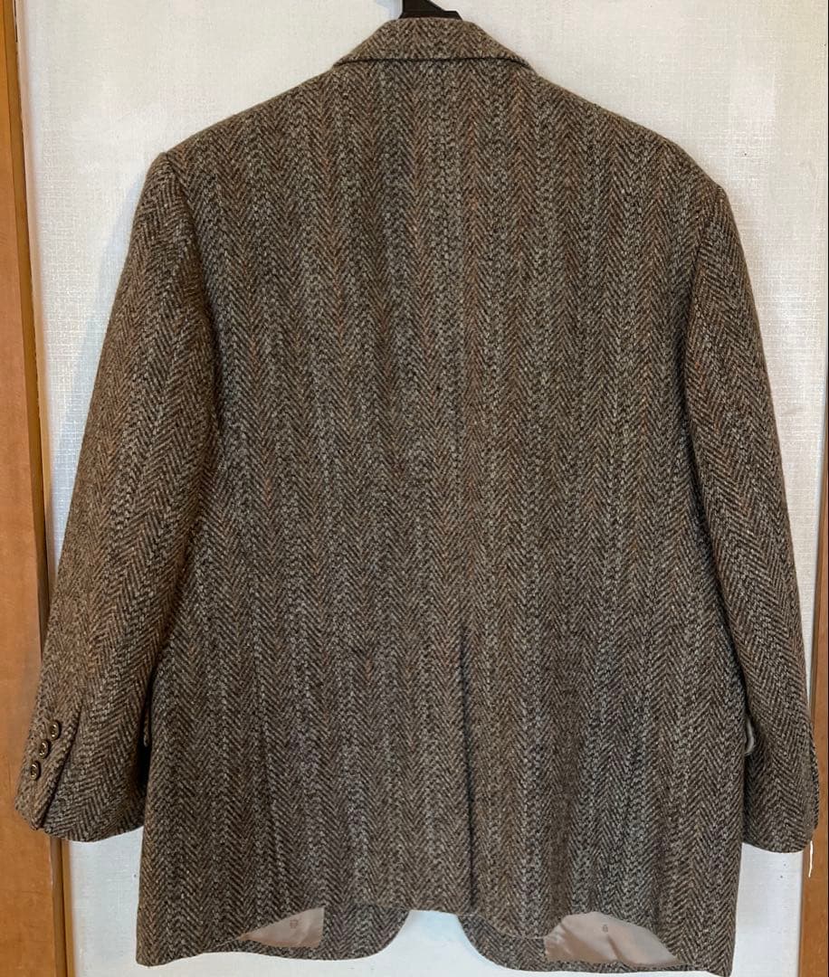 極美品 ブラウン ヘリンボーン テーラードジャケット ハリスツイード