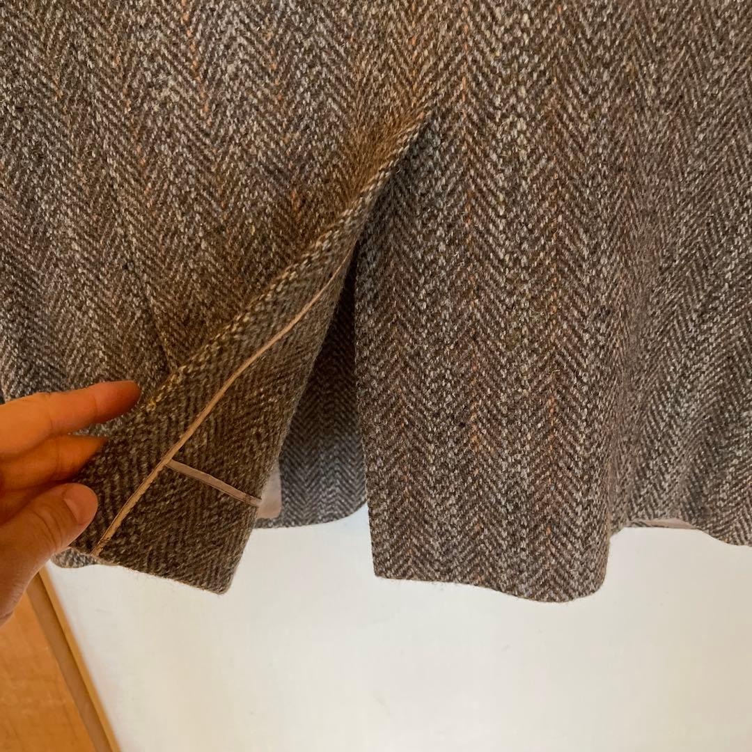 極美品 ブラウン ヘリンボーン テーラードジャケット ハリスツイード