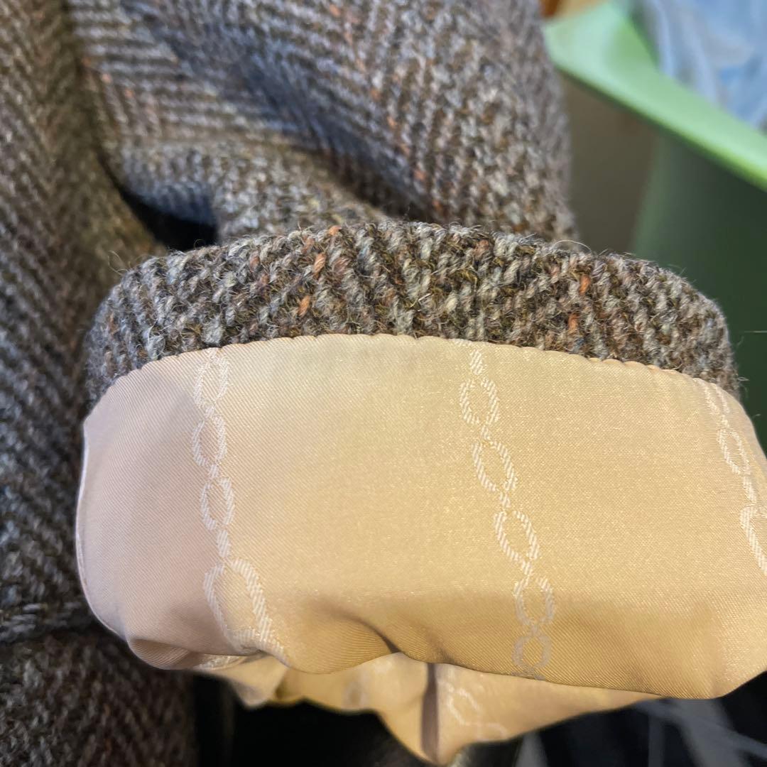 極美品 ブラウン ヘリンボーン テーラードジャケット ハリスツイード