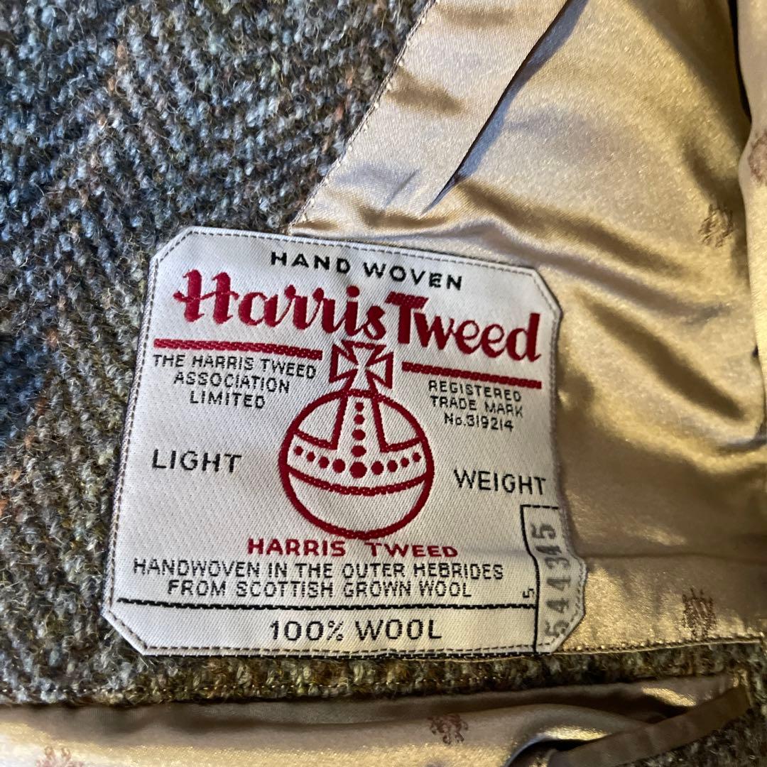 極美品 ブラウン ヘリンボーン テーラードジャケット ハリスツイード