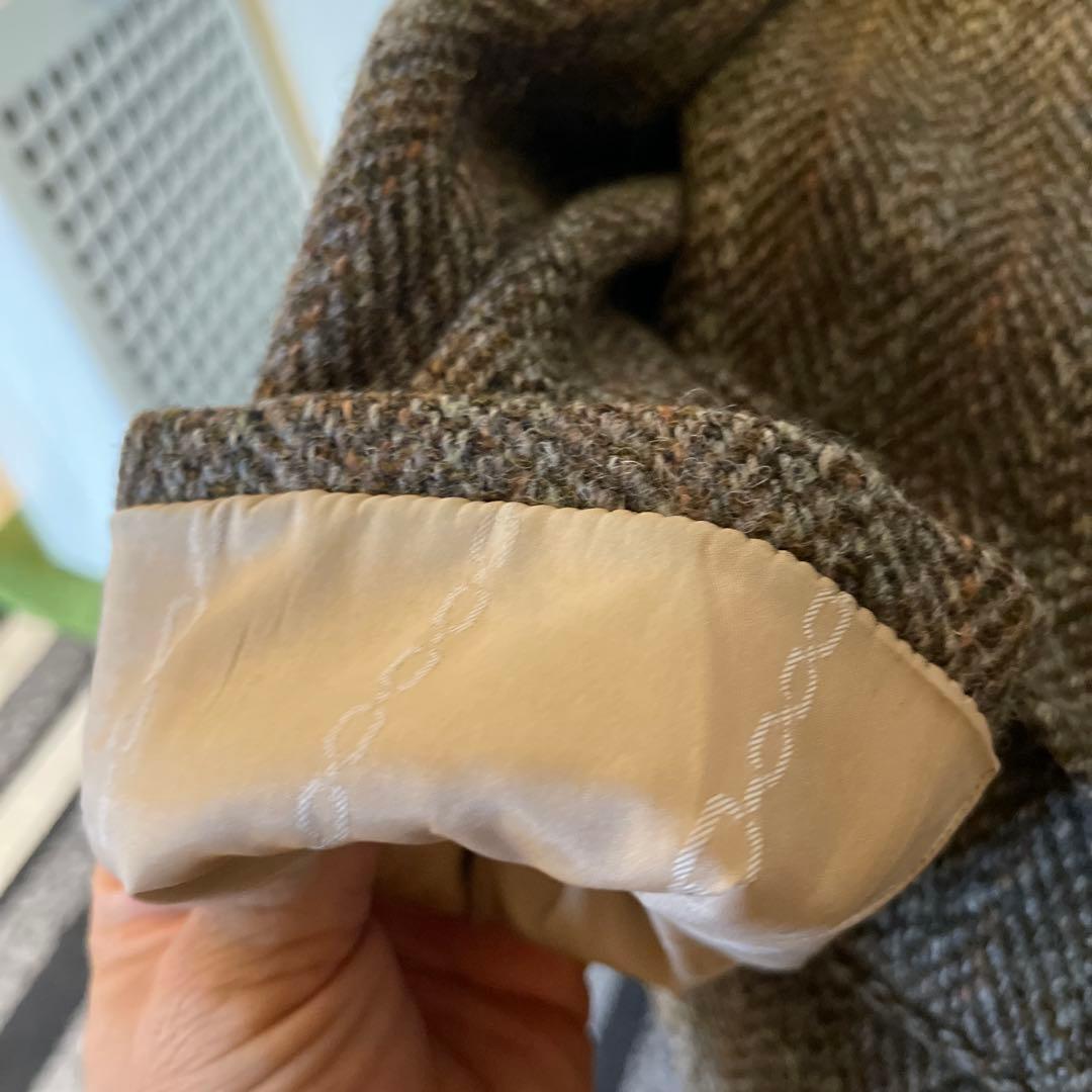 極美品 ブラウン ヘリンボーン テーラードジャケット ハリスツイード