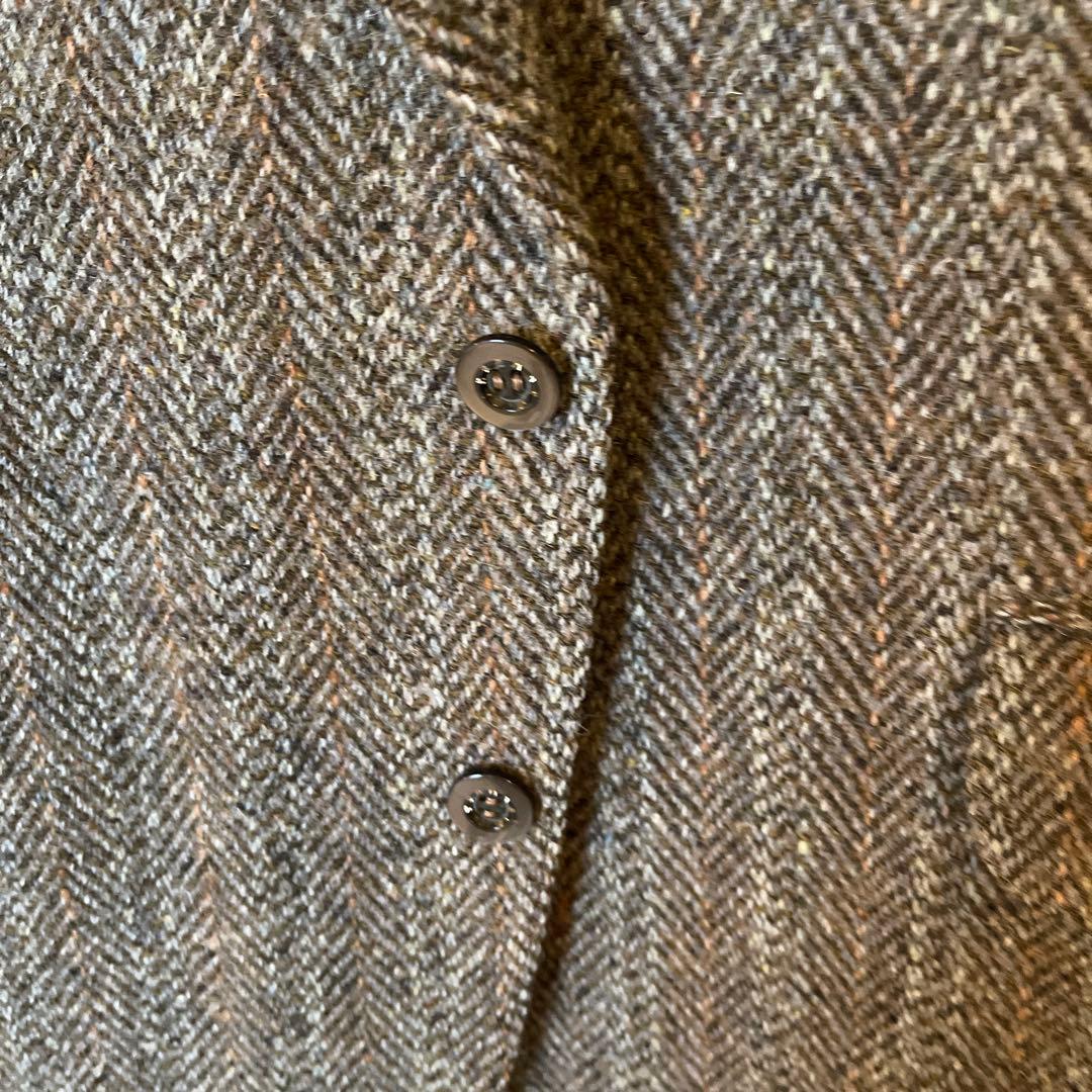 極美品 ブラウン ヘリンボーン テーラードジャケット ハリスツイード