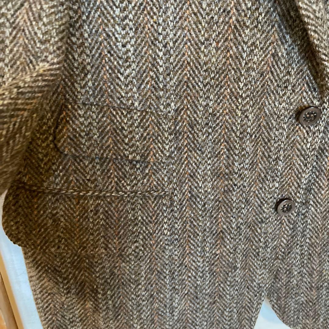 極美品 ブラウン ヘリンボーン テーラードジャケット ハリスツイード