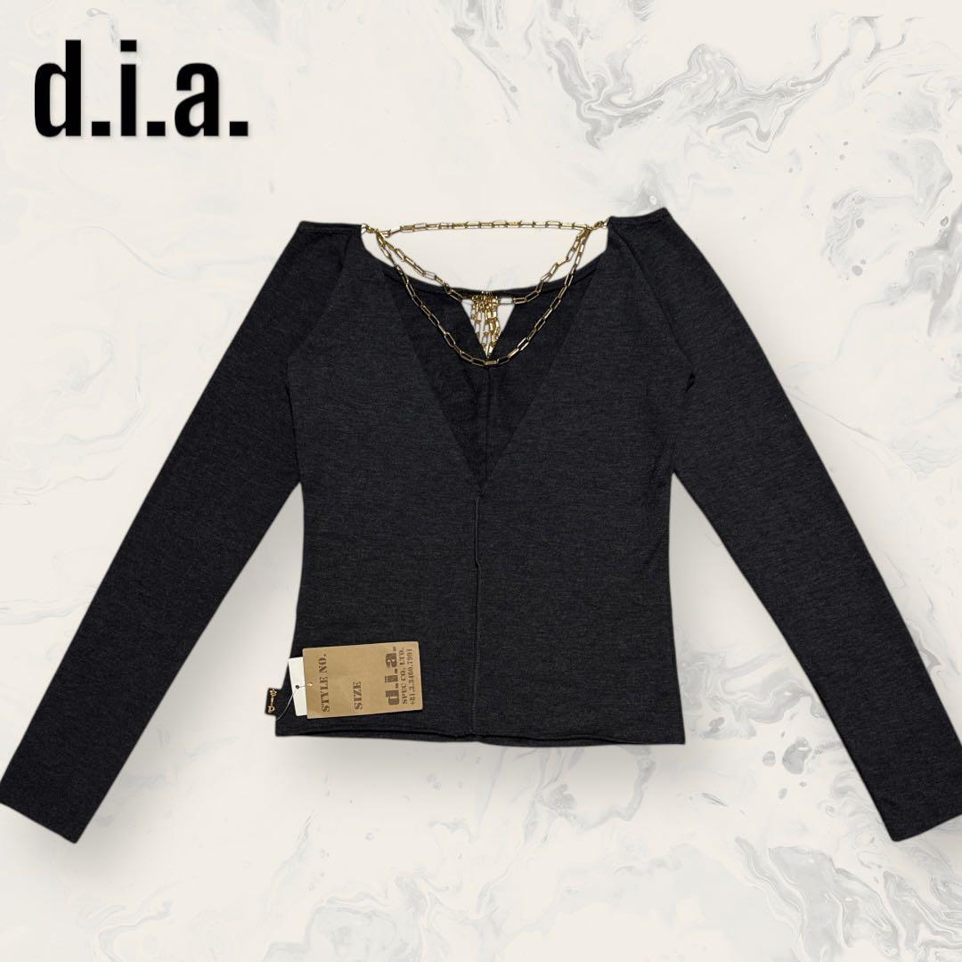 【新品】 d.i.a ゴールド チェーン付き バック Vネック トップス