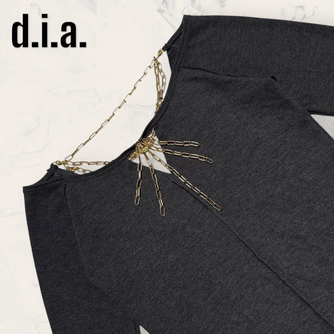 【新品】 d.i.a ゴールド チェーン付き バック Vネック トップス